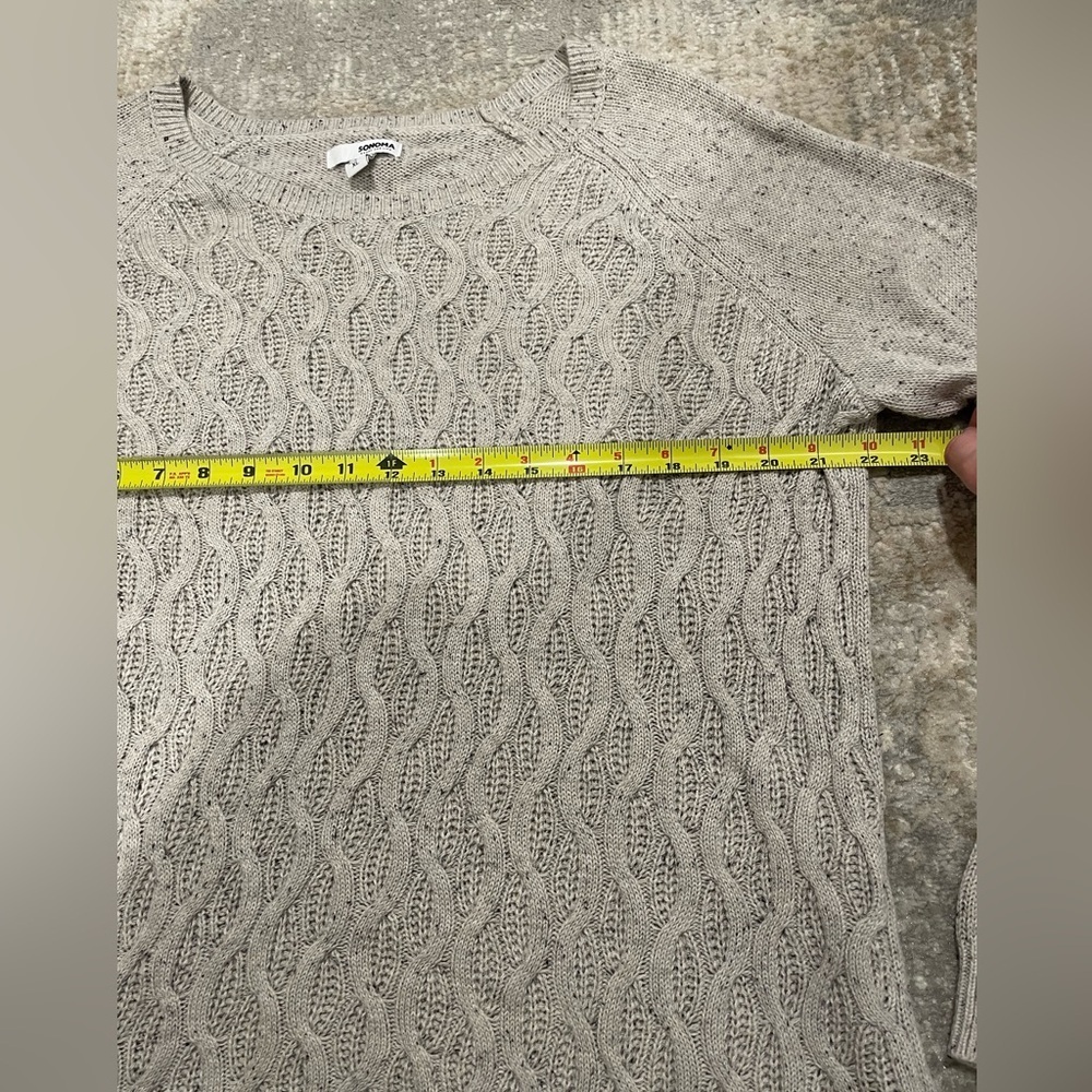 Sonoma Oversized Cable Knit Crew Neck Sweater Oatmeal Color W/ Speckles Size XL - Picture 7 of 9
